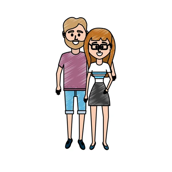 Couple Avec Clouthes Design Vectoriel Illustration Icône — Image vectorielle
