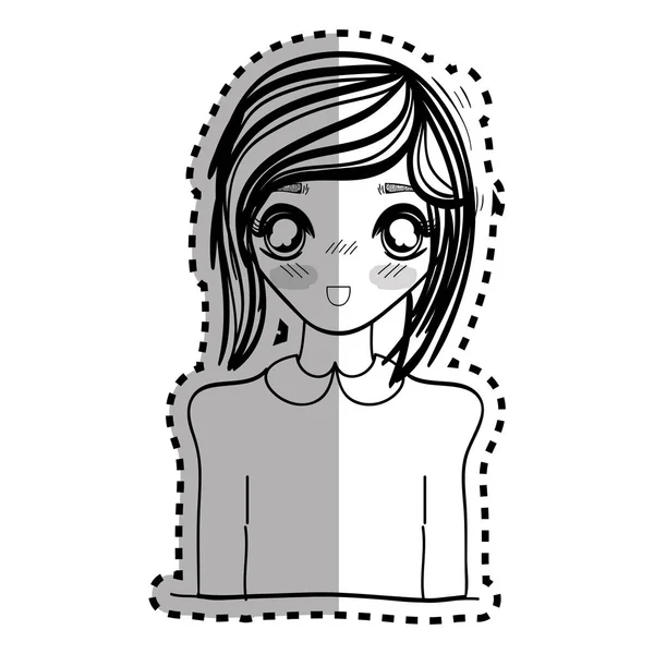 etiket anime güzel sürpriz kadın, vektör çizim tasarım