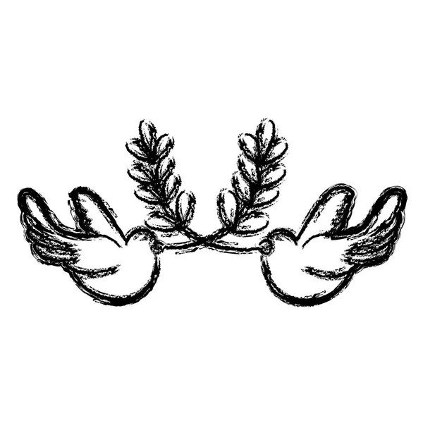 平和のシンボル ベクトル図の枝を持つ図かわいい鳩動物 — ストックベクタ