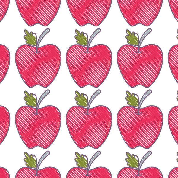 Läckra Apple Frukt Med Löv Bakgrund Vektor Illustration Design — Stock vektor