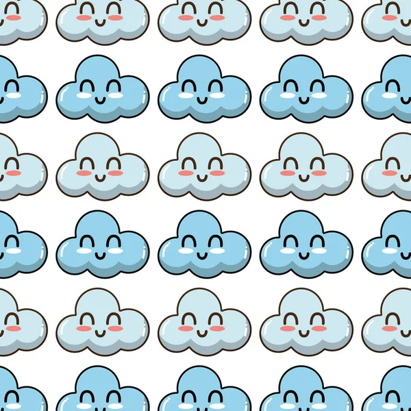 Kawaii Lindo Tierno Nube Tiempo Fondo Vector Ilustración — Vector de stock