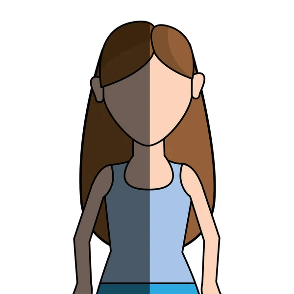 Jeune Femme Avec Coiffure Tissu Décontracté Illustration Vectorielle — Image vectorielle