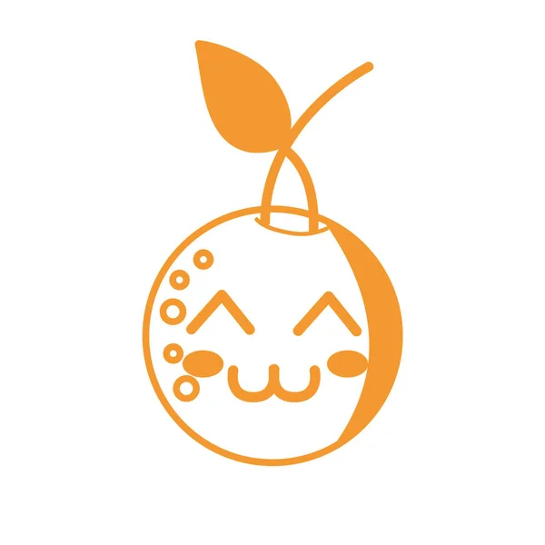 Kawaii Lindo Feliz Naranja Fruta Vector Ilustración — Vector de stock