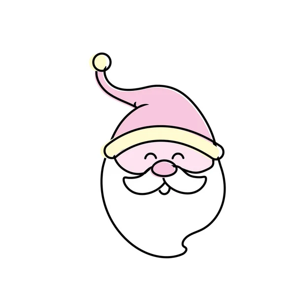 Cabeça Santa Claus Com Barba Chapéu Ilustração Vetor Natal — Vetor de Stock