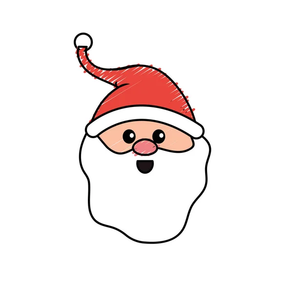 Santa Claus Head Beard Hat Christmas Vector Illustration — Stock Vector