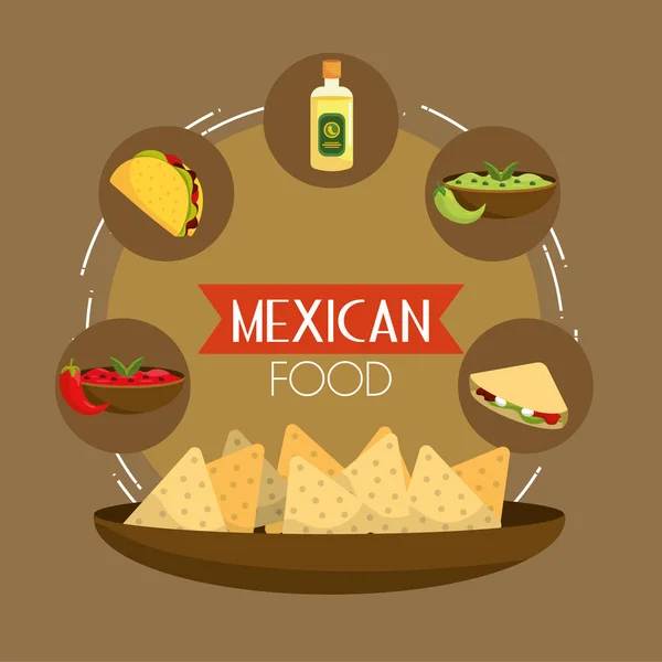 Comida Mexicana Tacos Con Tequila Aguacate Vector Ilustración — Vector de stock