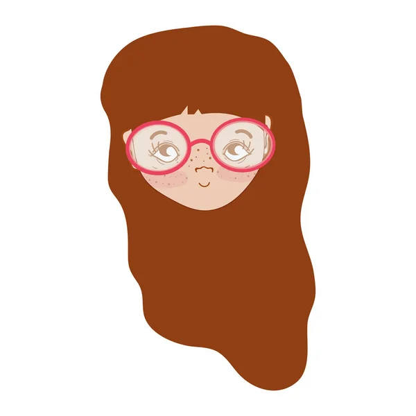 Красивое Женское Лицо Волосами Очками Векторная Иллюстрация — стоковый вектор