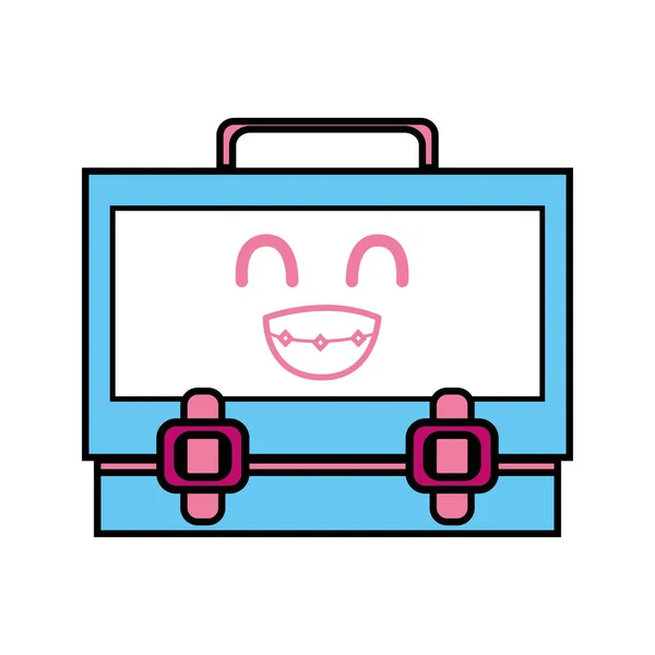 Kawaii Cute Funny Suitcase Design Vector Illustration — Stock Vector