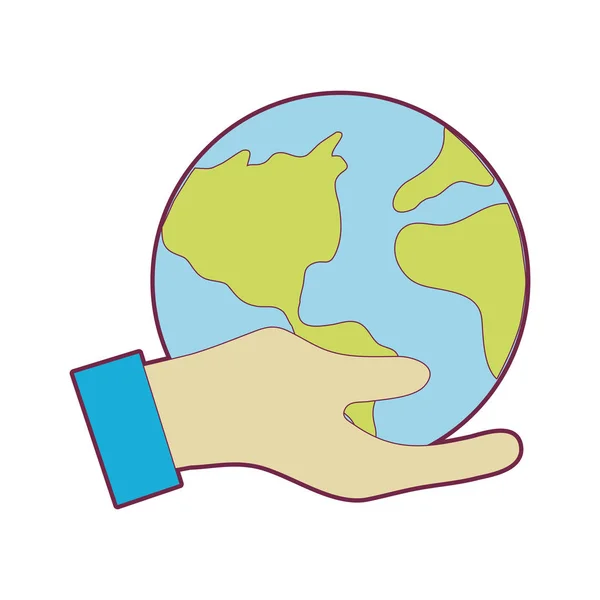 Mão Com Planeta Terra Para Ambiente Cuidado Ilustração Vetorial — Vetor de Stock