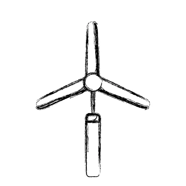 Figure Industry Windpower Generator Ecology Protection Vector Illustration — Stock Vector