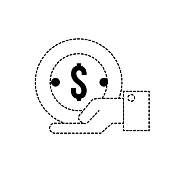 Διάστικτο Σχήμα Επιχειρηματίας Κέρμα Μετρητά Χρήματα Στην Παλάμη Χέρι Διανυσματικά — Διανυσματικό Αρχείο