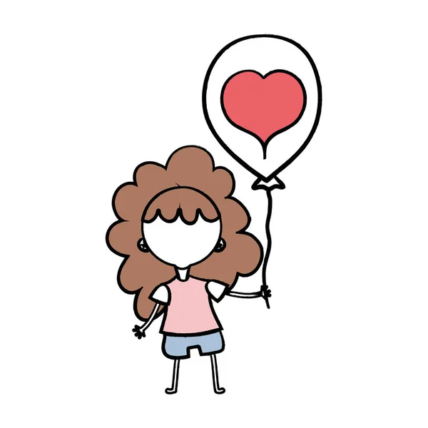 Menina Beleza Com Design Balão Ilustração Vetor Mão — Vetor de Stock