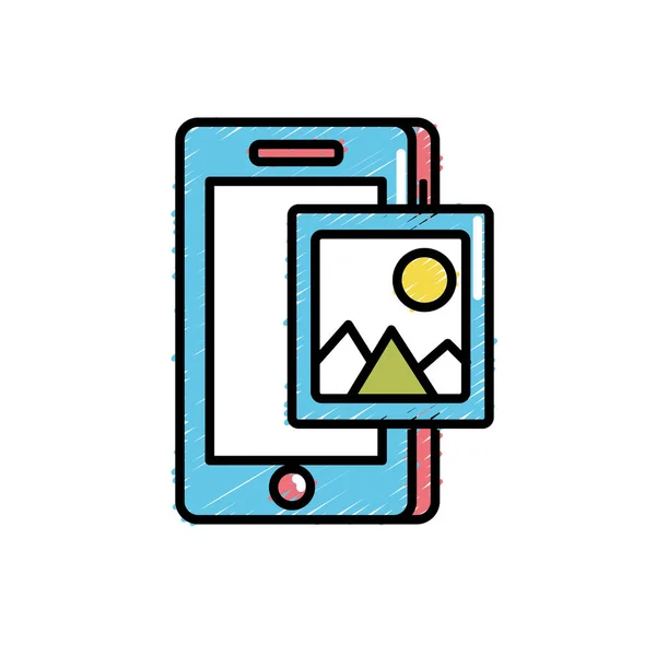 Tecnologia Smartphone Con Immagine Icona Vettoriale Illustrazione — Vettoriale Stock