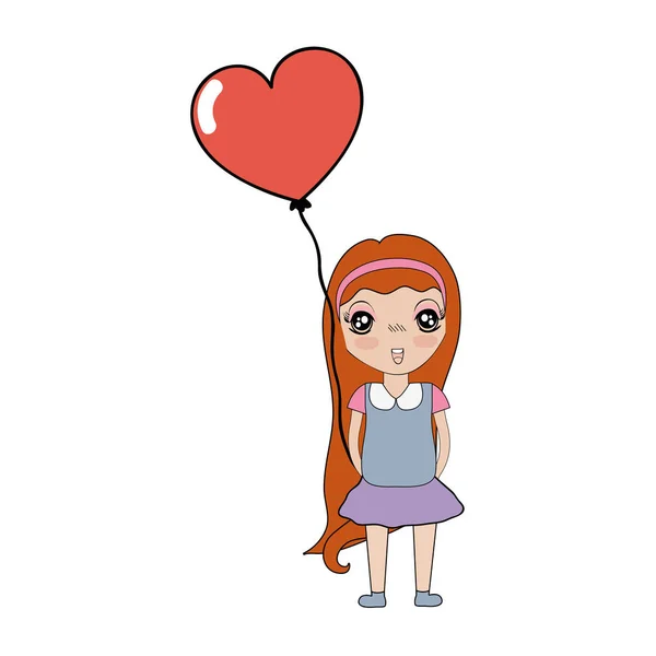 Bonita Chica Con Peinado Globo Del Corazón Vector Ilustración — Archivo Imágenes Vectoriales