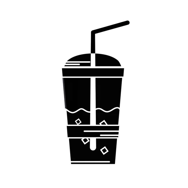 Contour Delicious Coffe Espresso Plastic Cup Vector Illustration — Stock Vector