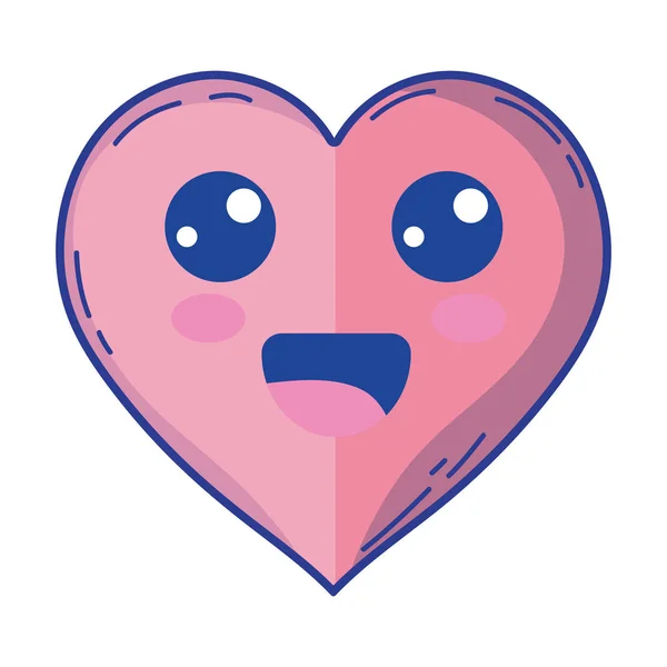 Kawaii Cute Happy Heart Love Vector Illustration — Stock Vector