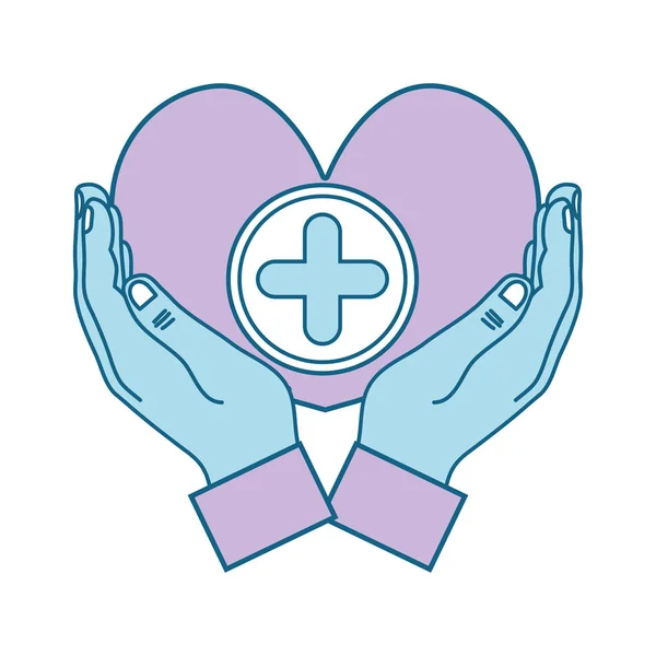 Ręce Serce Symbol Medycyny Aby Pomóc Ilustracja Wektorowa Osób — Wektor stockowy