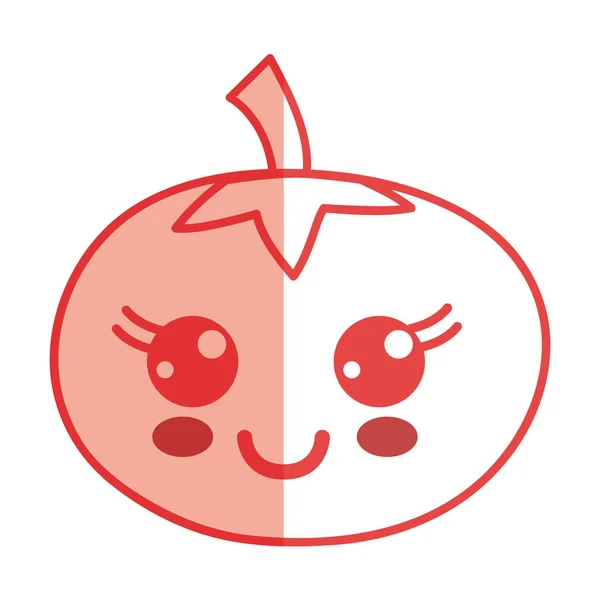 Silueta Kawaii Lindo Feliz Tomate Vegetal Vector Ilustración — Archivo Imágenes Vectoriales