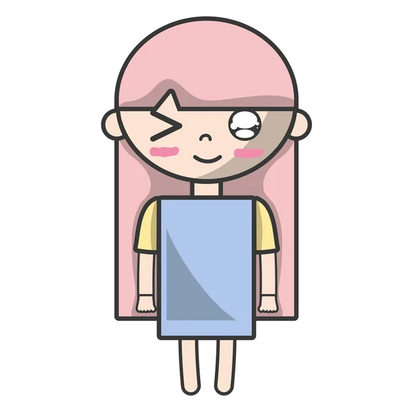 Inschrijving Meisje Kind Met Pijama Kapsel Vectorillustratie — Stockvector