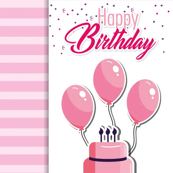 Alles Gute Zum Geburtstag Mit Kuchen Und Luftballons Dekoration Vektor — Stockvektor