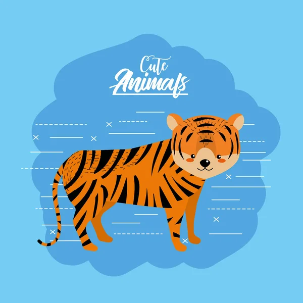 Illustration Vectorielle Animal Tigre Mignon Faune Naturelle — Image vectorielle