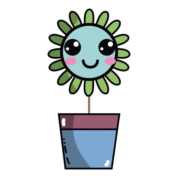 Kawaii Belleza Flor Feliz Vector Planta Ilustración — Vector de stock