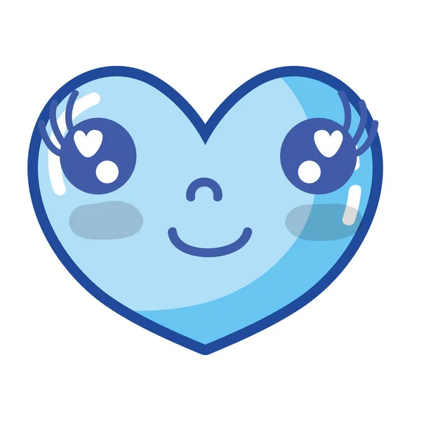 Kawaii Cute Happy Heart Design Vector Illustration — Stock Vector