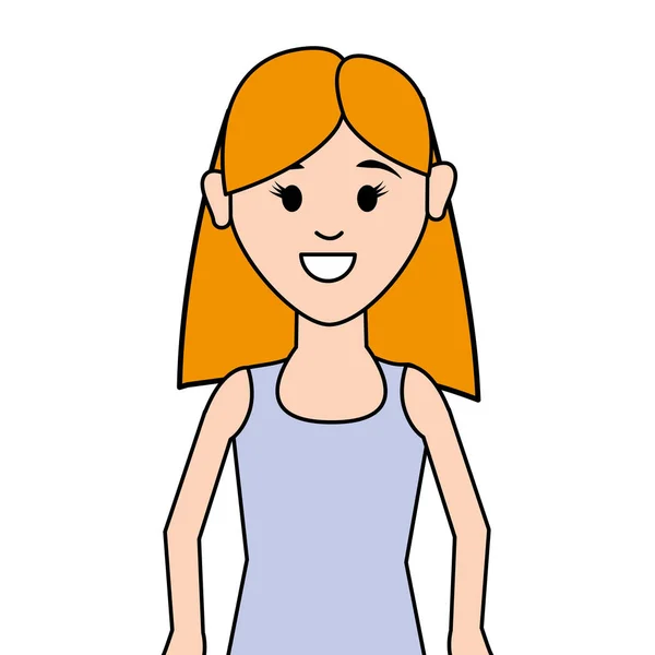 Jeune Femme Avec Coiffure Tissu Décontracté Illustration Vectorielle — Image vectorielle