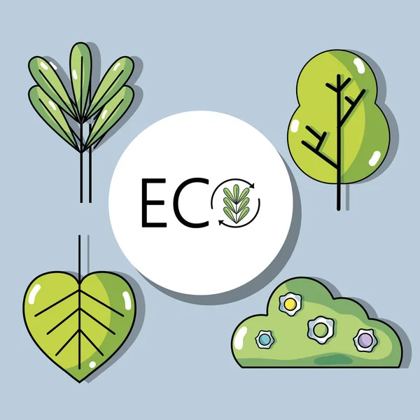 Set Ecología Conservación Cuidado Del Medio Ambiente Concepto Vector Ilustración — Archivo Imágenes Vectoriales