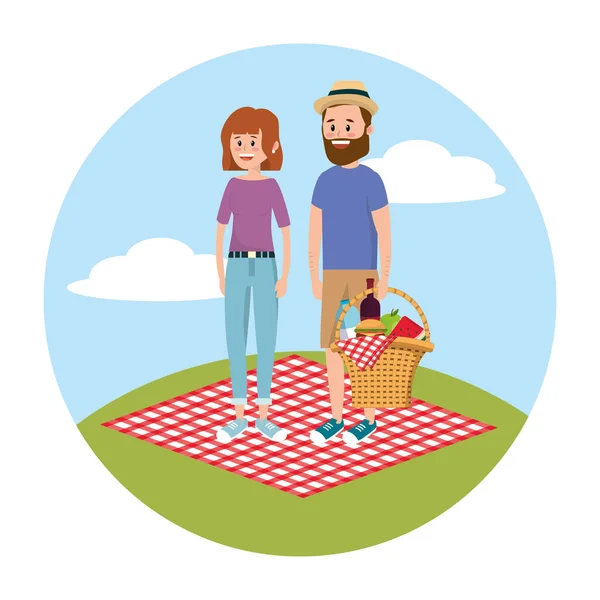 woman and woman with fun picnic recreation vector illustration