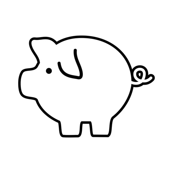 Ligne Icône Porc Économiser Argent Illustration Vectorielle — Image vectorielle