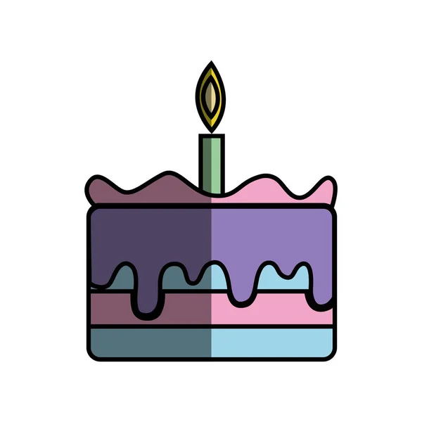 Смачний Торт Десерт Свічкою Щоб Їсти Векторні Ілюстрації — стоковий вектор