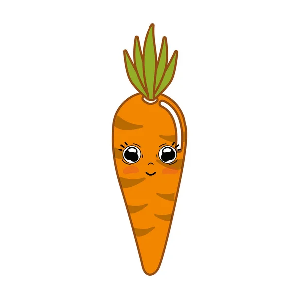 Kawaii Cute Happy Carrot Vegetable Vector Illustration — Stock Vector