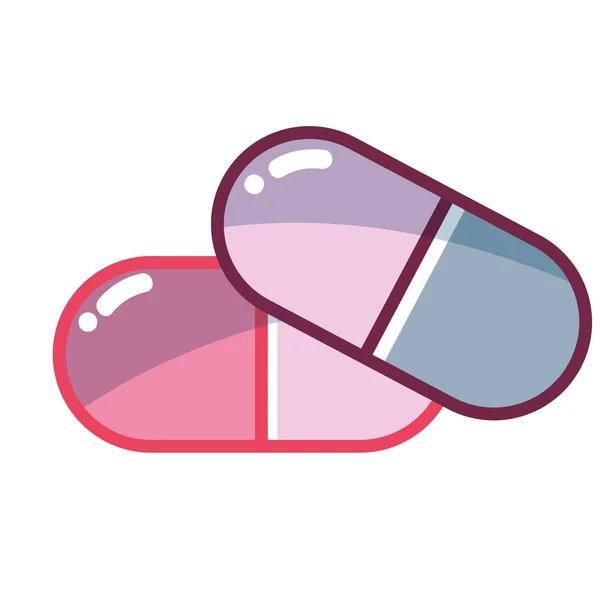 Pills Treatment Pharmaceutical Medication Care Body Vector Illustration — Stock Vector