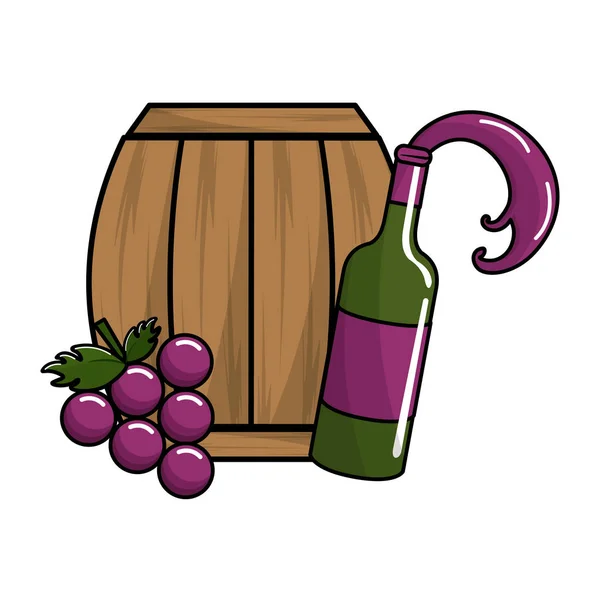 Tonneau Bouteille Vin Avec Pamplemousse Illustration Vectorielle — Image vectorielle