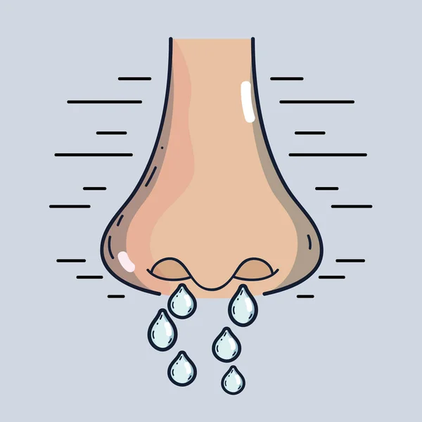 Rinite Nasal Alergia Com Infecção Instável Ilustração Vetorial — Vetor de Stock