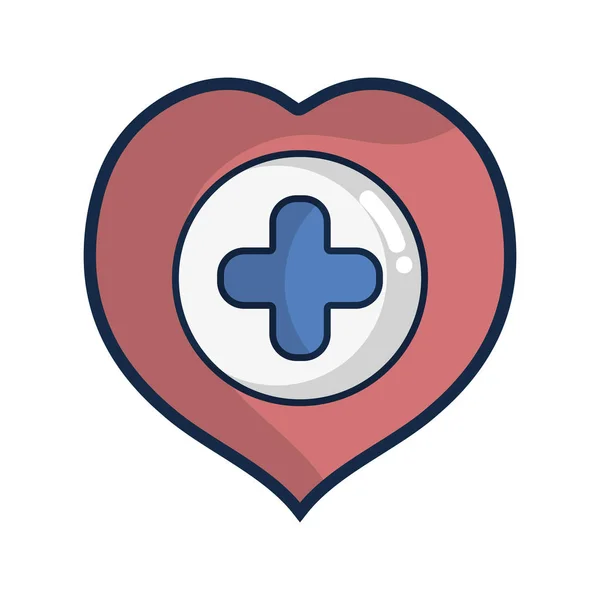 Serce Krzyż Symbol Wewnątrz Ilustracji Wektorowych Helthcare — Wektor stockowy