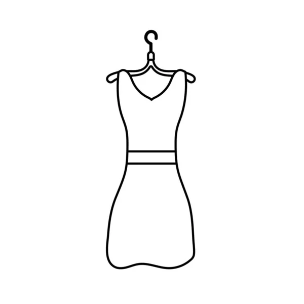 Linha Mulher Vestido Casual Design Estilo Vetor Ilustração —  Vetores de Stock