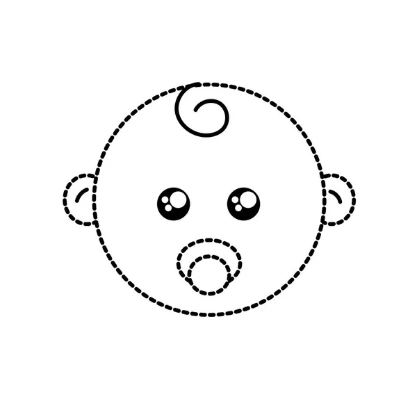 Tête Bébé Forme Pointillé Avec Illustration Vectorielle Conception Acifiante — Image vectorielle