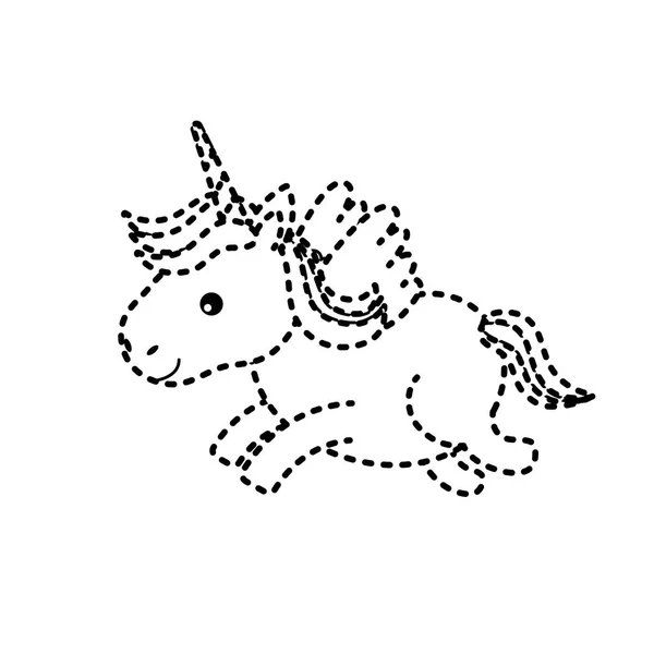 Berbintik Bintik Bentuk Unicorn Lucu Dengan Tanduk Dan Sayap Desain - Stok Vektor
