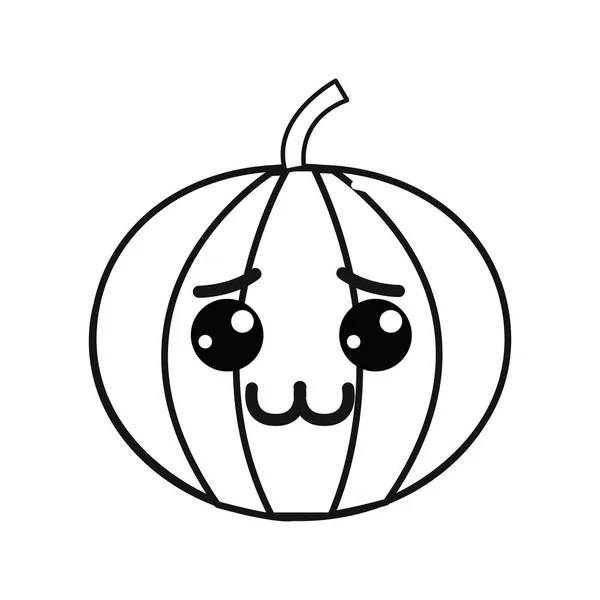 剪影卡瓦伊漂亮害羞的南瓜蔬菜 矢量插图设计 — 图库矢量图片