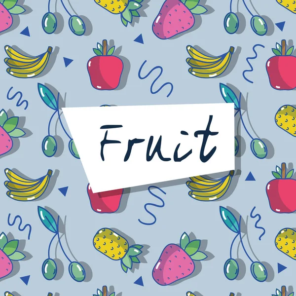 Deliciosa Fresca Fruta Alimentos Fondo Diseño Vector Ilustración — Vector de stock
