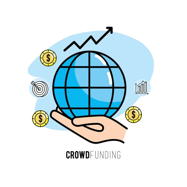 Crowdfunding Project Support Business Service Illustration Vectorielle — Image vectorielle