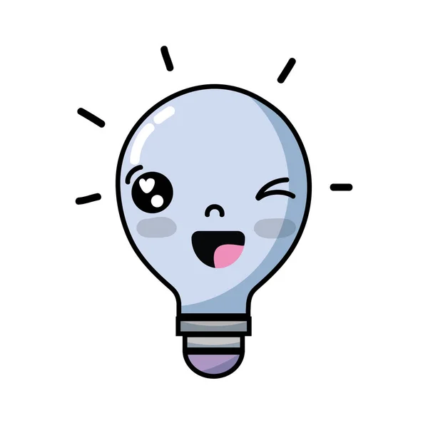 Kawaii Mignon Drôle Ampoule Idée Vectorielle Illustration — Image vectorielle
