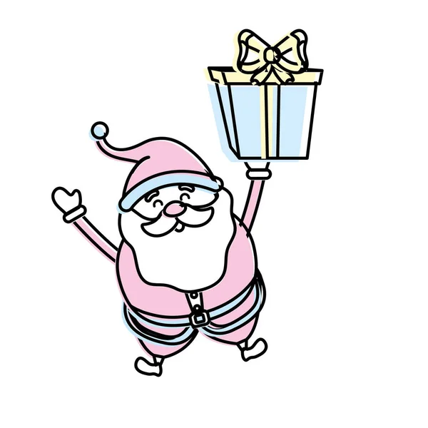 Santa Claus Avec Costume Noël Cadeau Cadeau Vectoriel Illustration — Image vectorielle