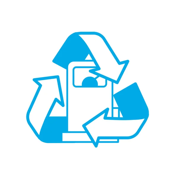 Silhouette Gasmaschine Mit Recycling Symbol Vektor Illustration — Stockvektor