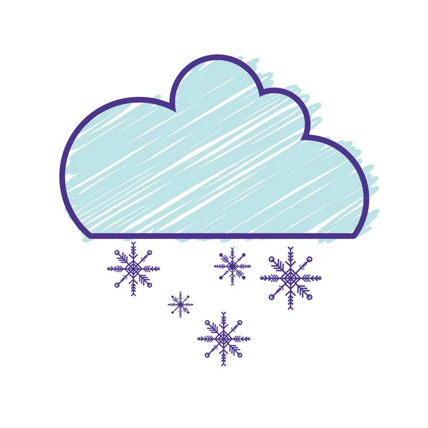 Niedliche Wolke Mit Schnee Und Kälte Vektor Illustration — Stockvektor