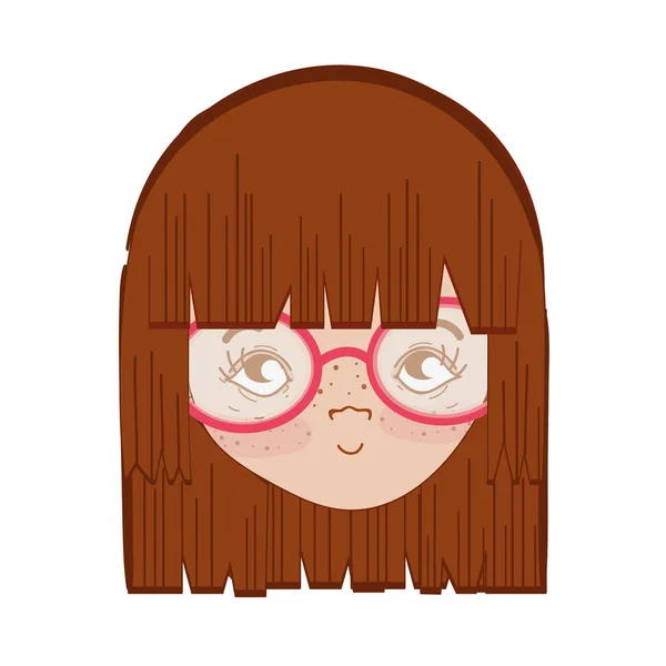 Joli Visage Fille Avec Haistyle Lunettes Illustration Vectorielle — Image vectorielle