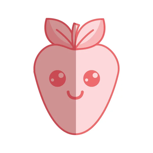 Silhouet Kawaii Mooie Gelukkig Aardbei Icon Vectorillustratie — Stockvector