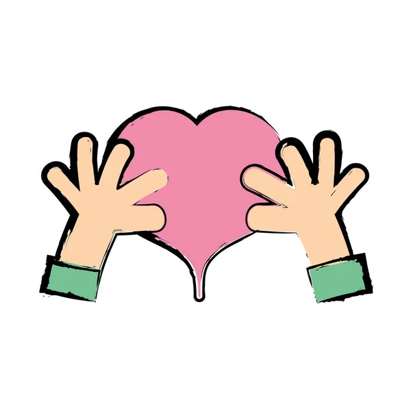 hands with heart to love symbol vector illustration design